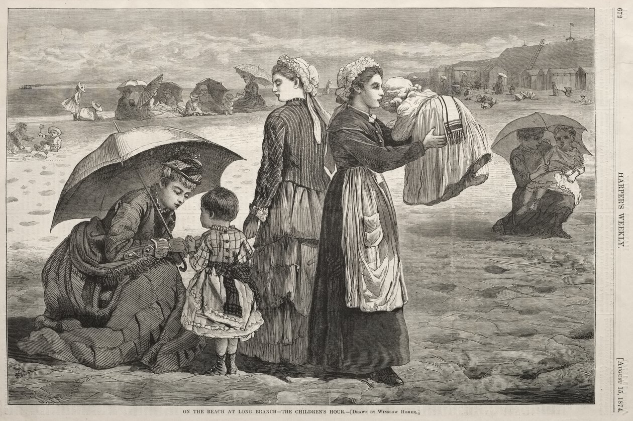 Na pláži v Long Branch – Hodina dětí od Winslow Homer