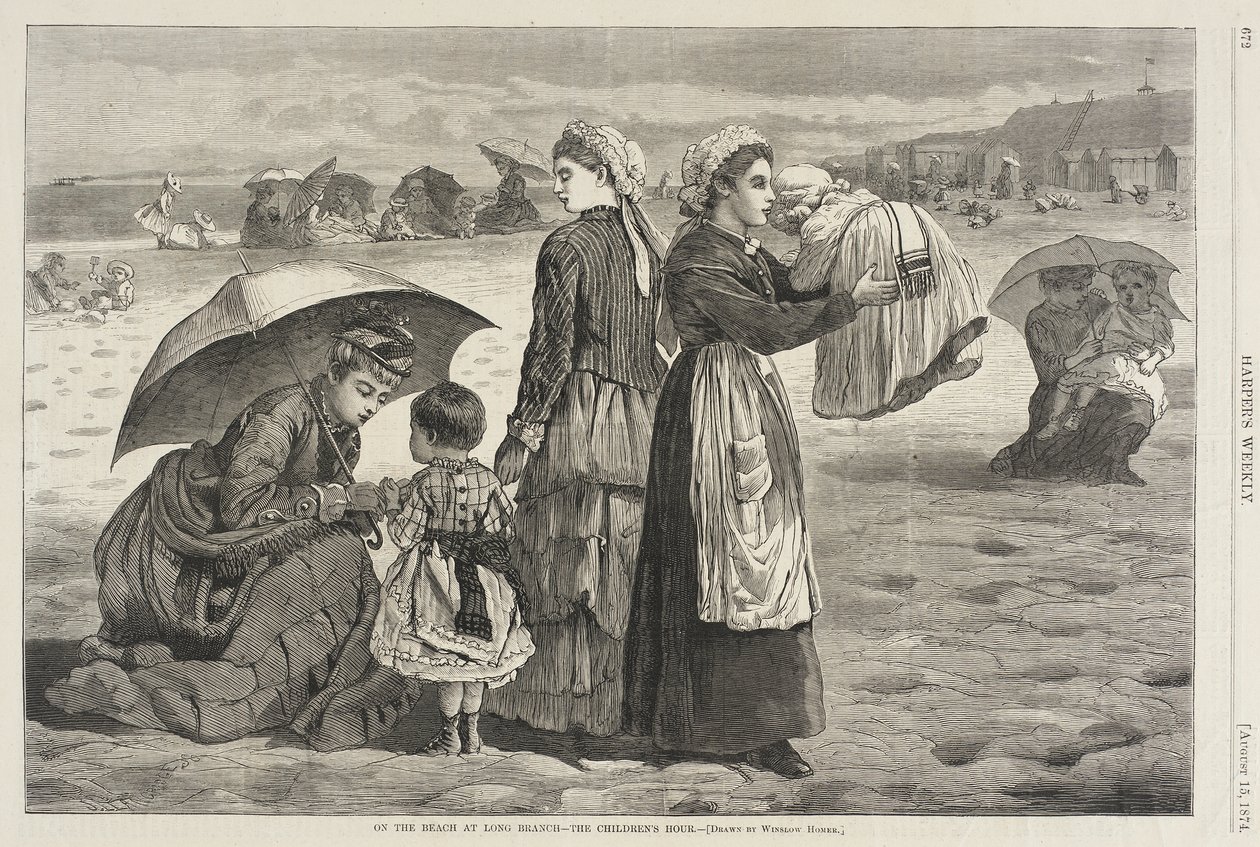 Na pláži v Long Branch – Hodina dětí od Winslow Homer