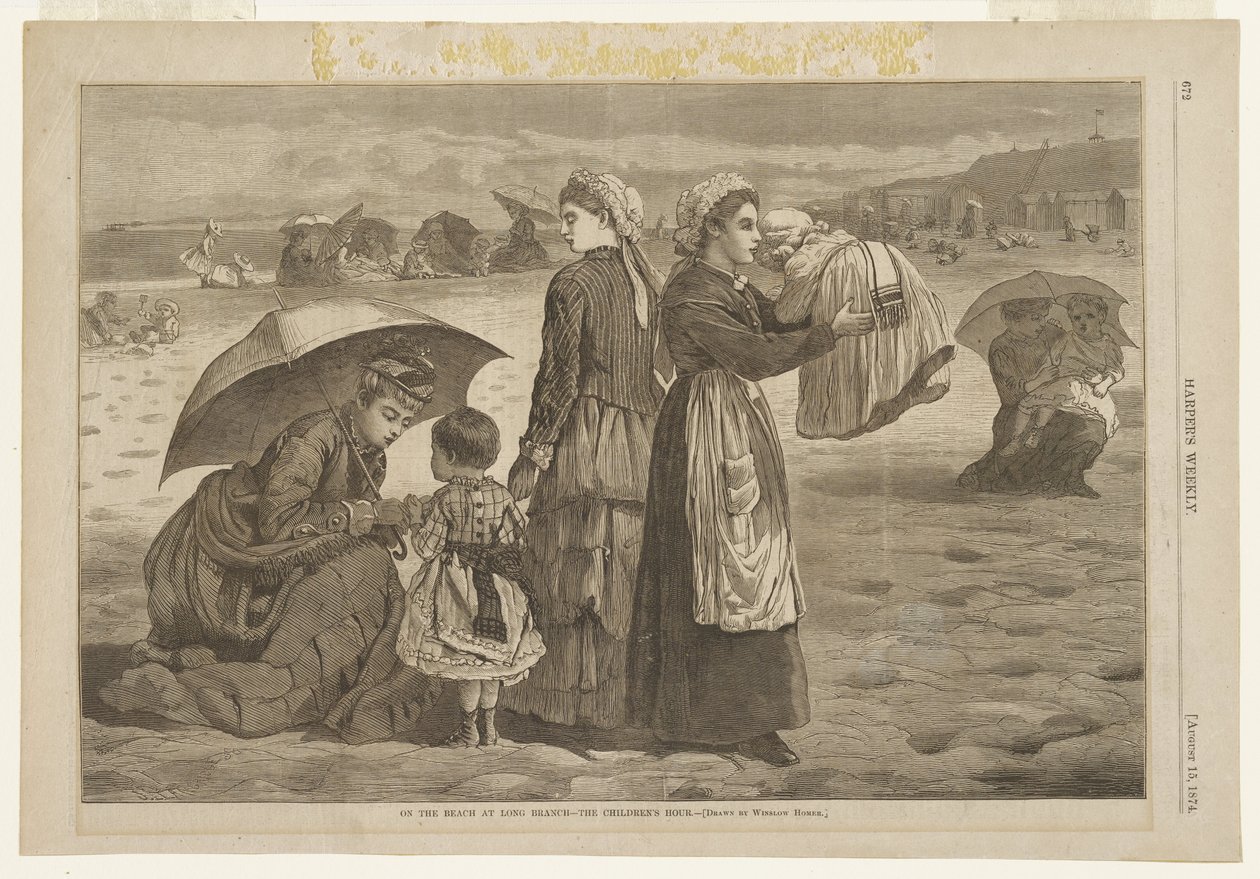 Na pláži v Long Branch - Hodina dětí od Winslow Homer