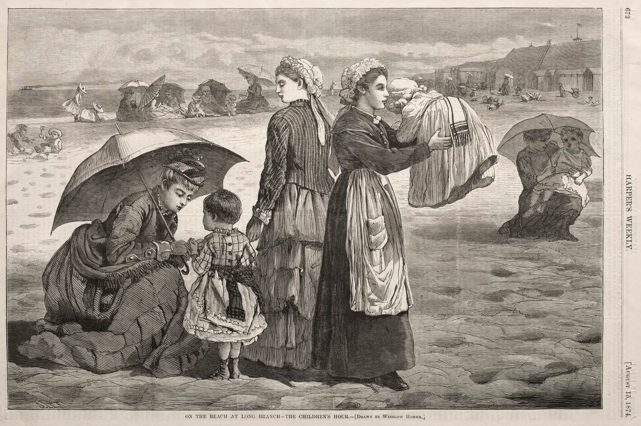 Na pláži v Long Branch - Hodina dětí, 1874. od Winslow Homer