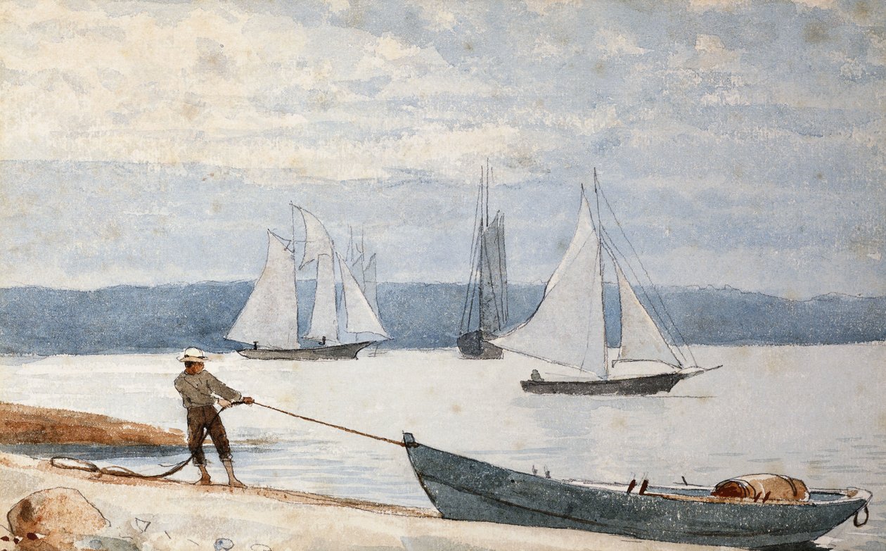 Pulling the Dory, 1880 od Winslow Homer