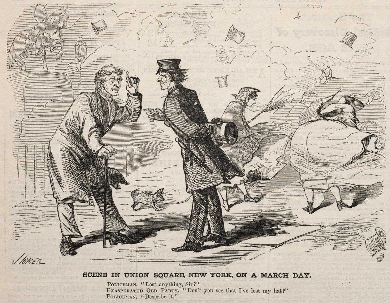 Scéna na Union Square, New York, v den března 1860. od Winslow Homer