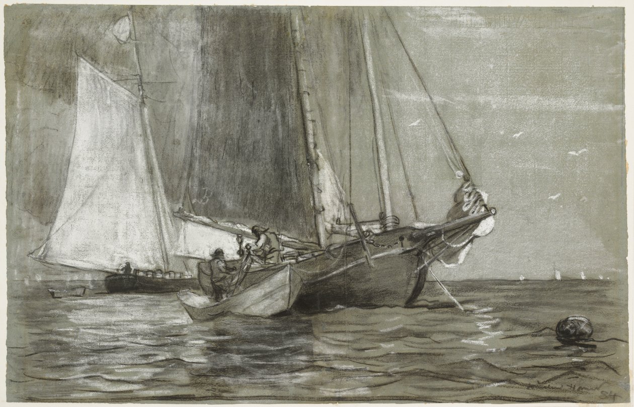 Škuner na kotvě od Winslow Homer