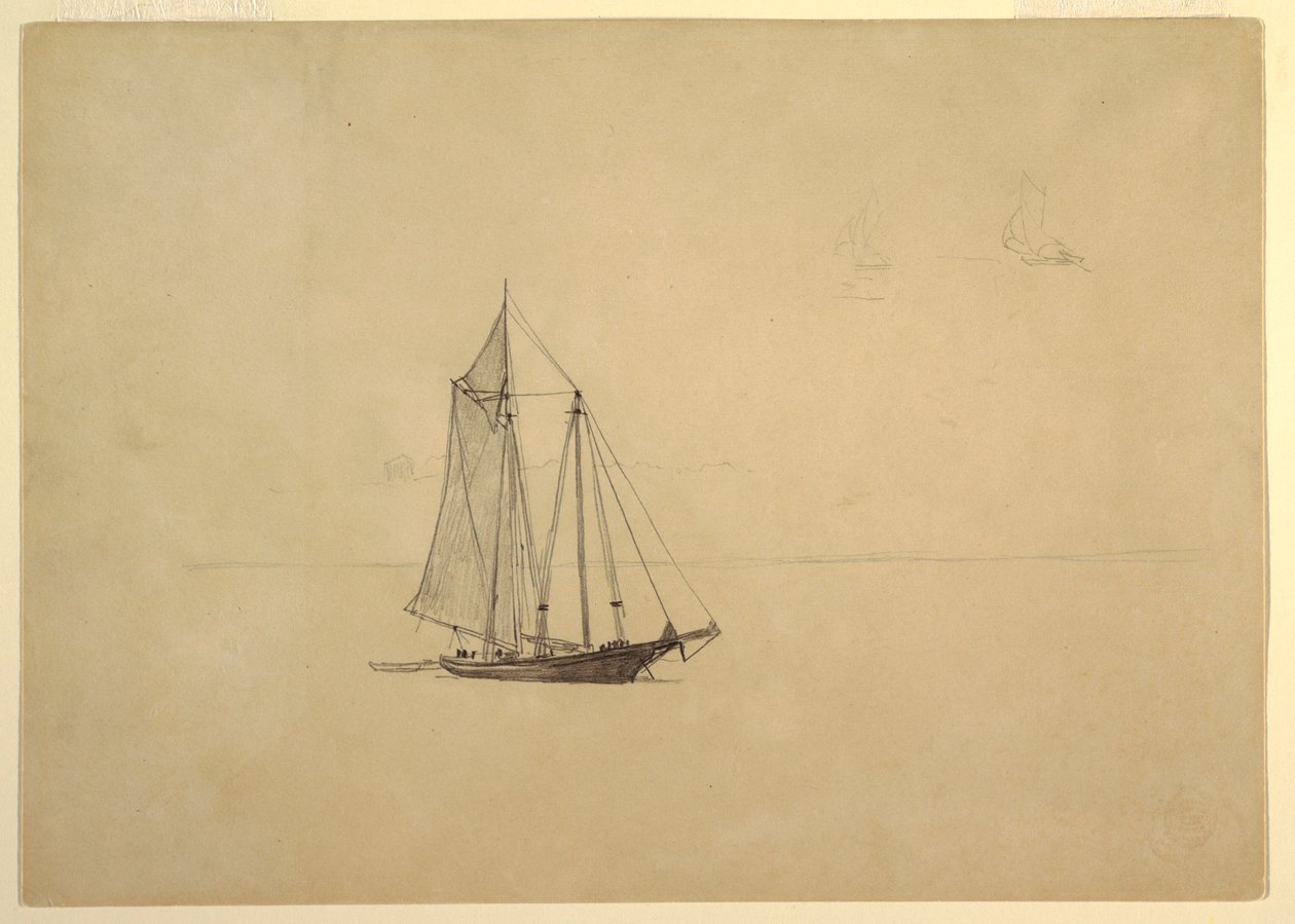 Škuner s člunem od Winslow Homer