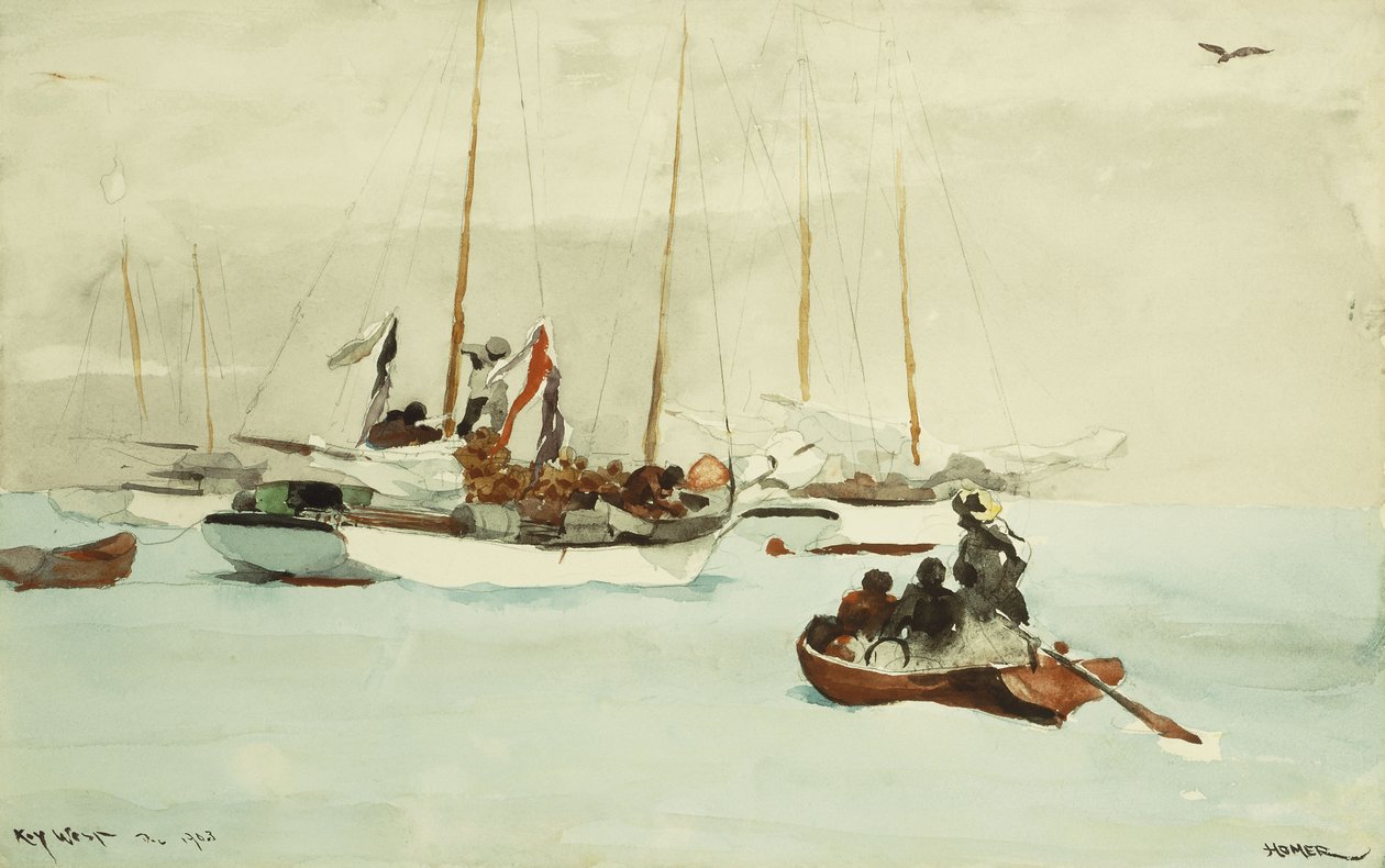 Škunery v Anchor, Key West, 1903 od Winslow Homer