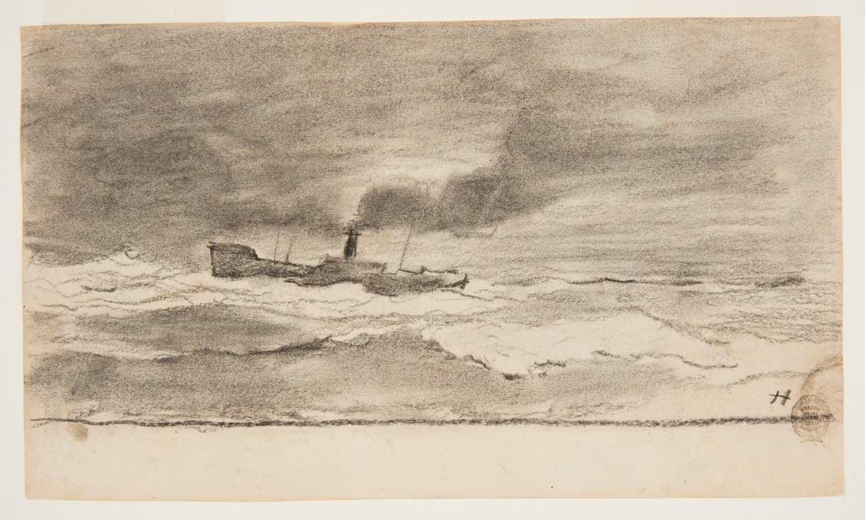 Přímořská krajina s rybářským trawlerem, Cullercoats, Anglie od Winslow Homer
