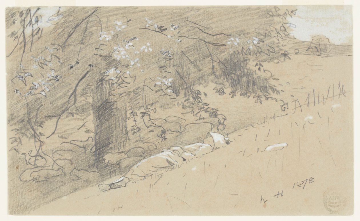 Pastýřka odpočívá pod stromem od Winslow Homer