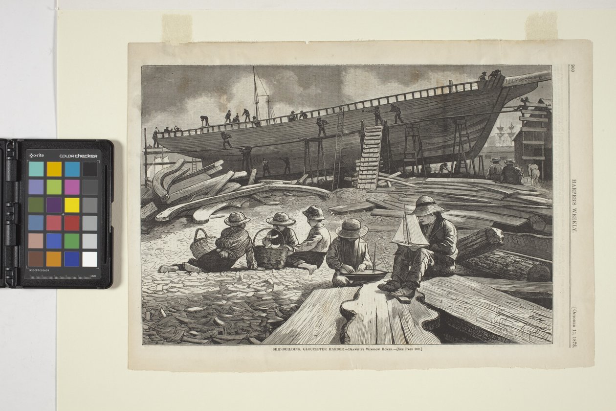 Stavba lodi, přístav Gloucester (inkoust) od Winslow Homer