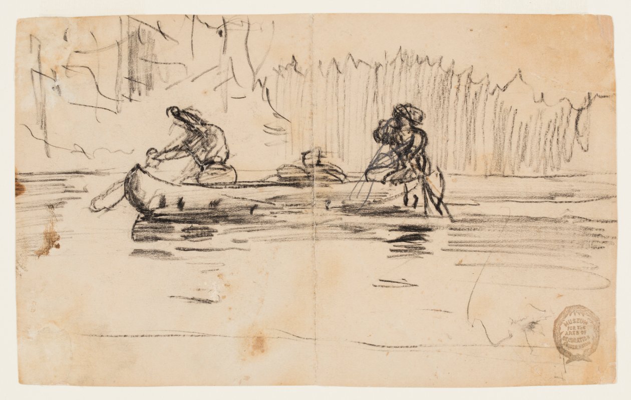 Boční pohled na kánoi se dvěma muži od Winslow Homer