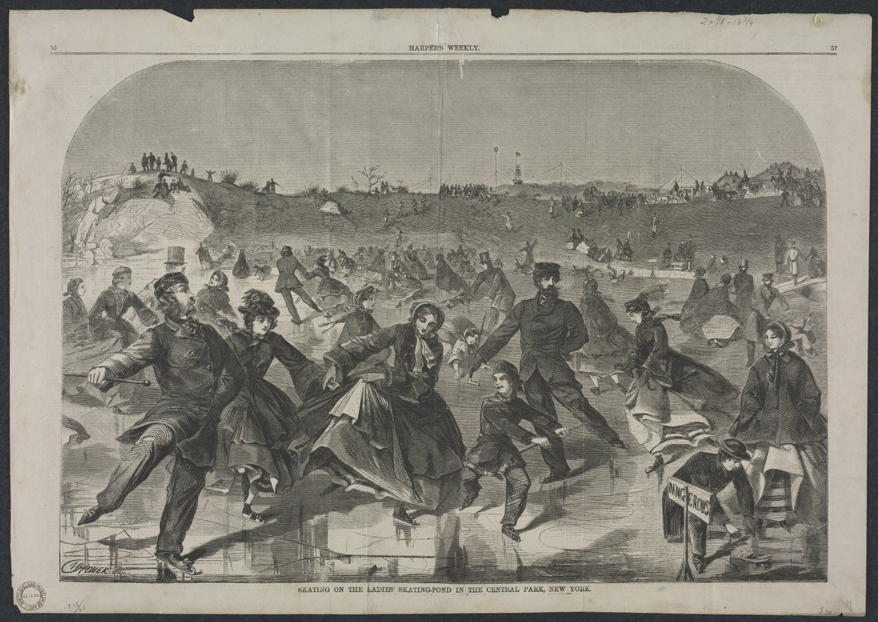 Bruslení na Ladies Skating Pond v Central Parku, New York, 1860. od Winslow Homer