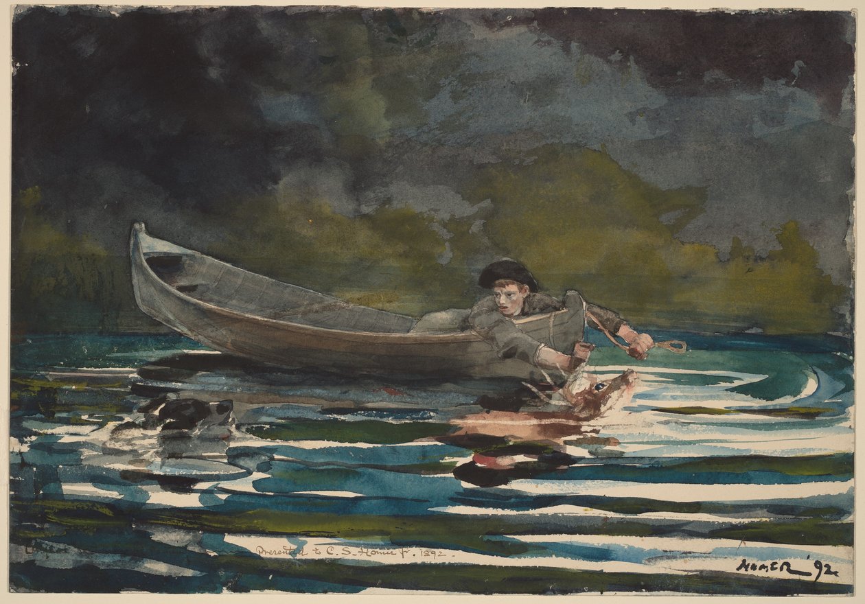 Skica pro „Lovecký pes a lovec“ od Winslow Homer