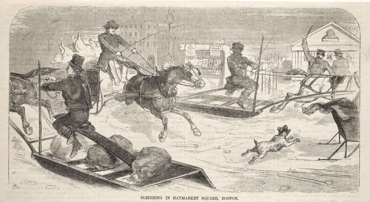 Jízda na saních na náměstí Haymarket Square v Bostonu od Winslow Homer