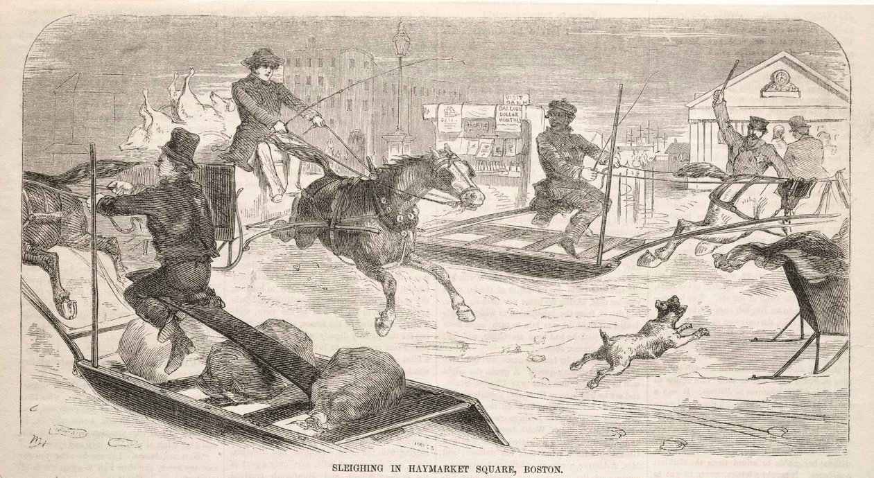 Sáňkování na Haymarket Square, Boston, 1859. od Winslow Homer