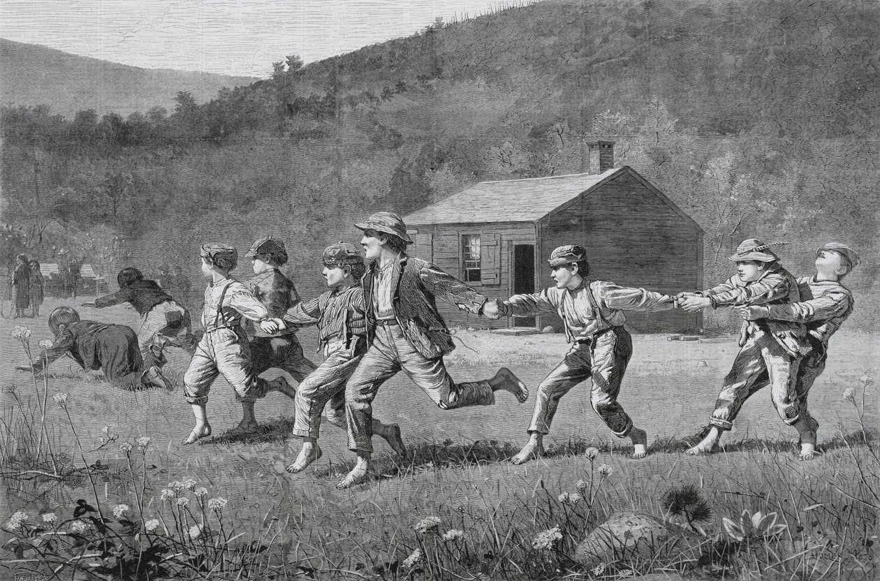 Snap-the-Whip, z Harpers Weekly, 20. září 1873, (dřevoryt na novinovém papíru) od Winslow Homer