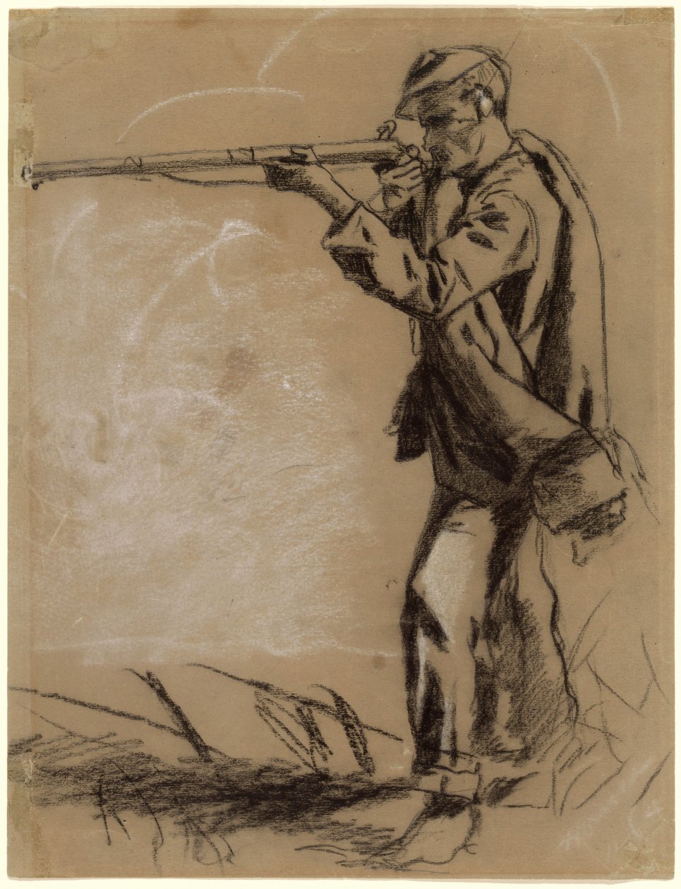 Voják mířící [recto] od Winslow Homer