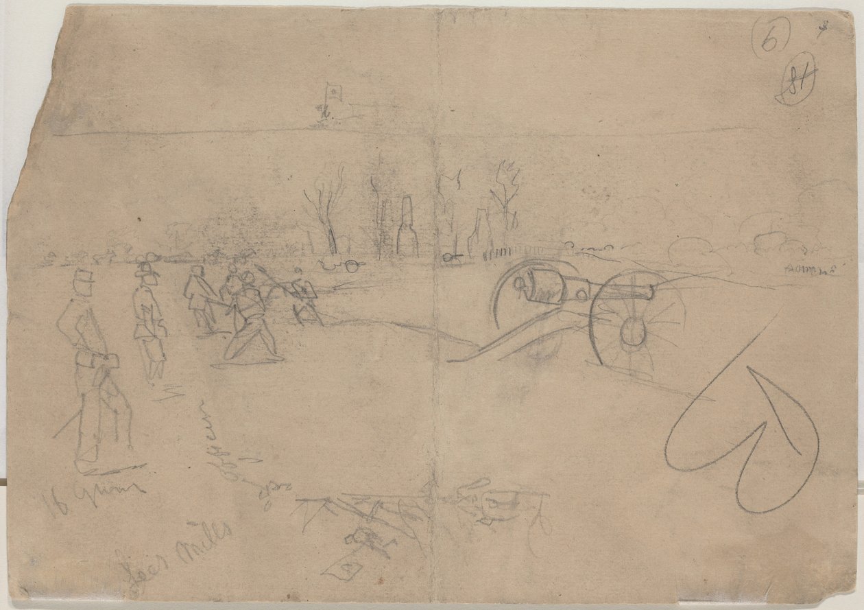 Vojáci a děla [verso], 1862. od Winslow Homer