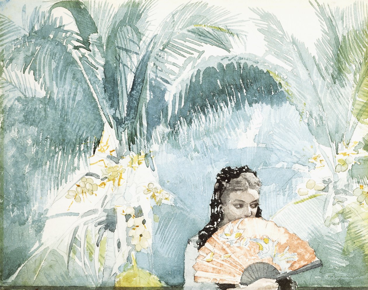 Španělská dívka s ventilátorem, 1885 od Winslow Homer