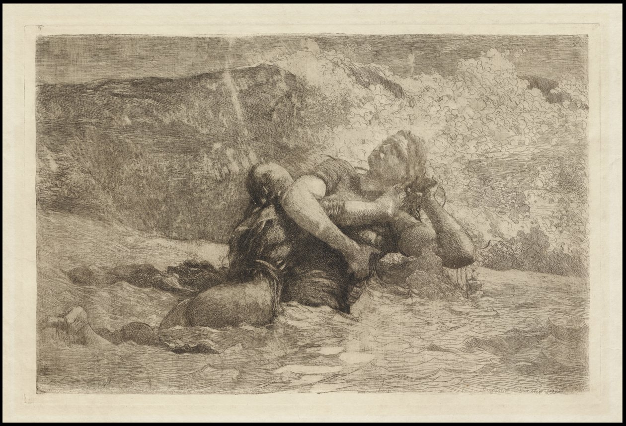 Studie pro Undertow, kolem roku 1886 od Winslow Homer