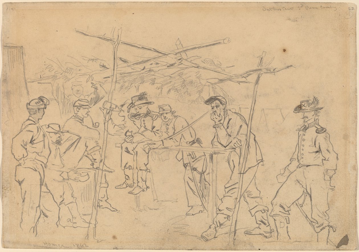 Sutlerův stan, 3rd Pennsylvania Cavalry [recto], 1862. od Winslow Homer