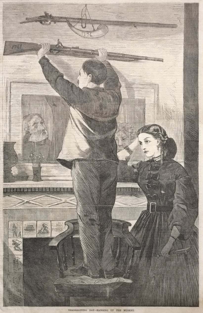 Den díkůvzdání – zavěšení muškety, 1865. od Winslow Homer