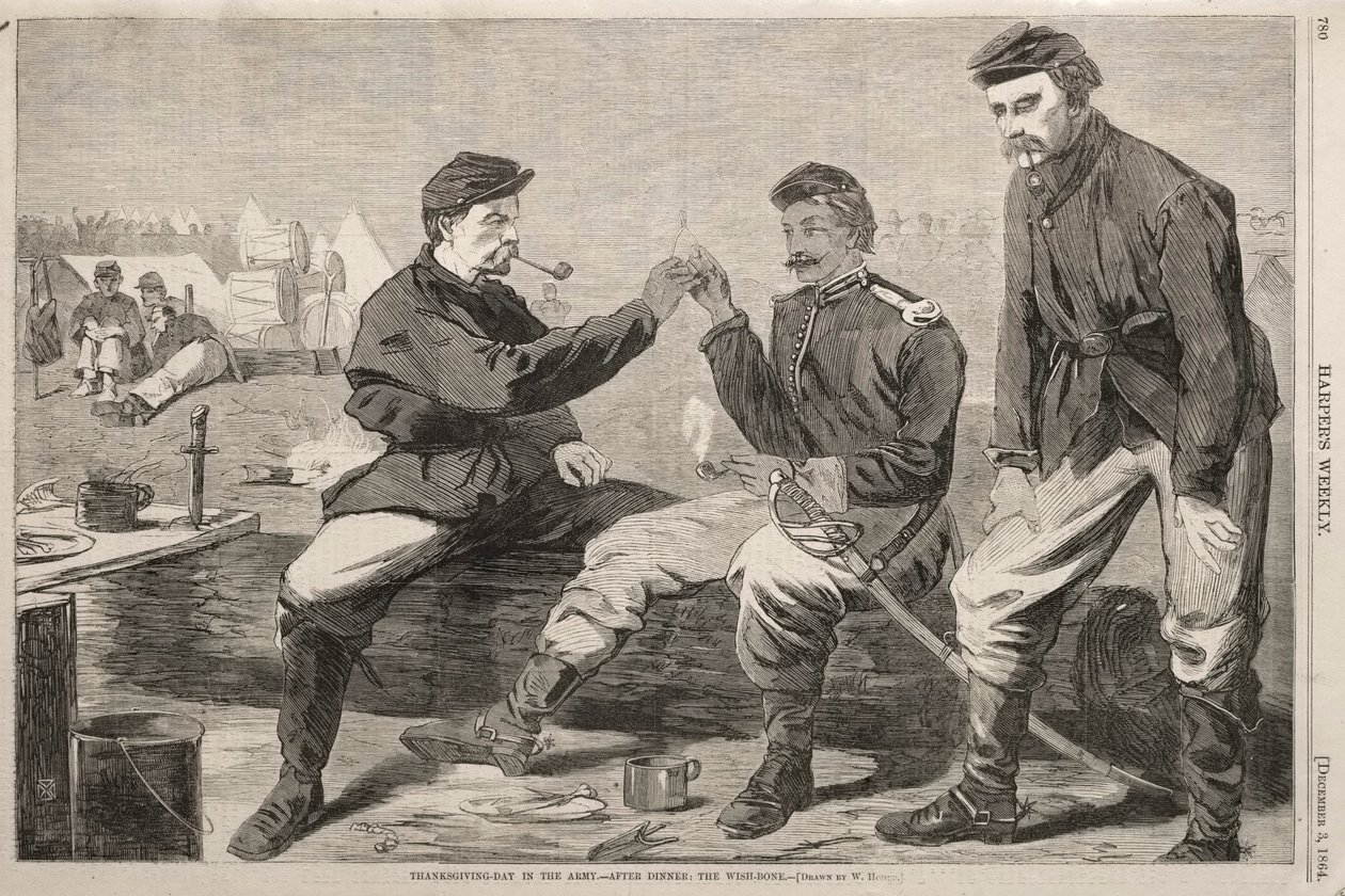 Den díkůvzdání v armádě - po večeři:  Kosti přání od Winslow Homer