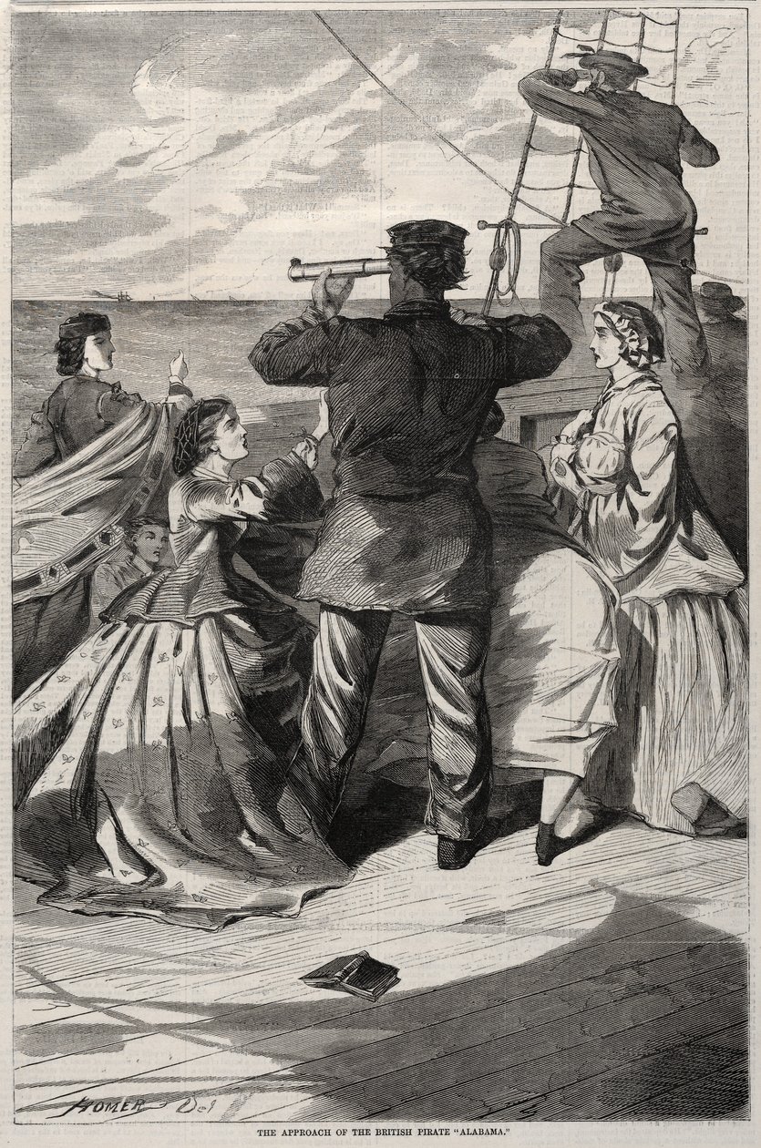 The Approach of the British Pirate Alabama, 1863. od Winslow Homer