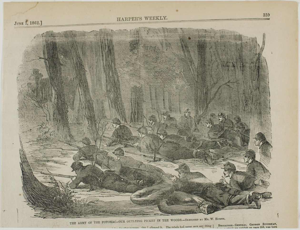 Armáda Potomacu - náš odlehlý piket v lesích od Winslow Homer