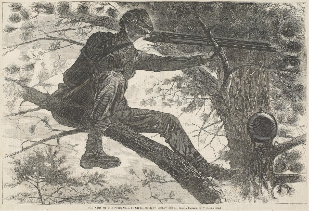 Potomacká armáda – ostřelovač na hlídce od Winslow Homer