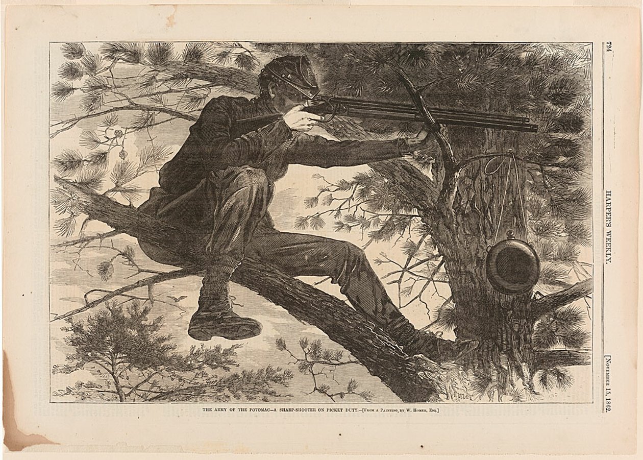 Armáda Potomacu - ostrostřelec na piketu od Winslow Homer