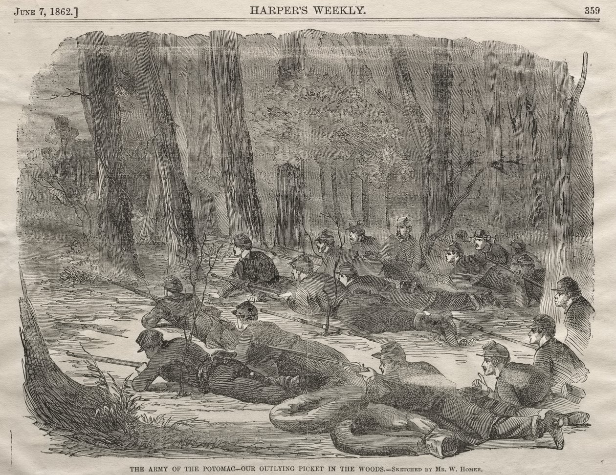 Armáda Potomacu - Naše předsunutá hlídka v lese od Winslow Homer