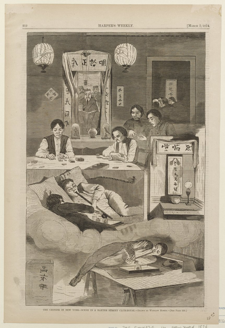 Číňané v New Yorku – Scéna z klubu na Baxter Street od Winslow Homer