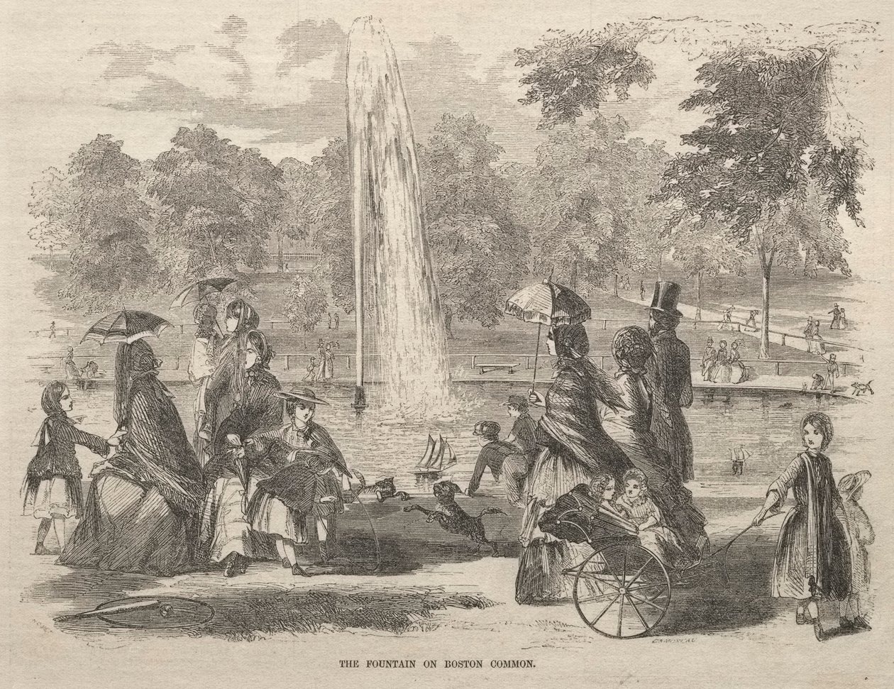 Fontána v Boston Common od Winslow Homer
