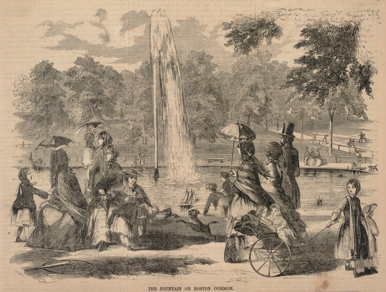 Fontána na Boston Common, z Ballouova obrázkového časopisu Drawing-Room Companion, 15. srpna 1857 od Winslow Homer