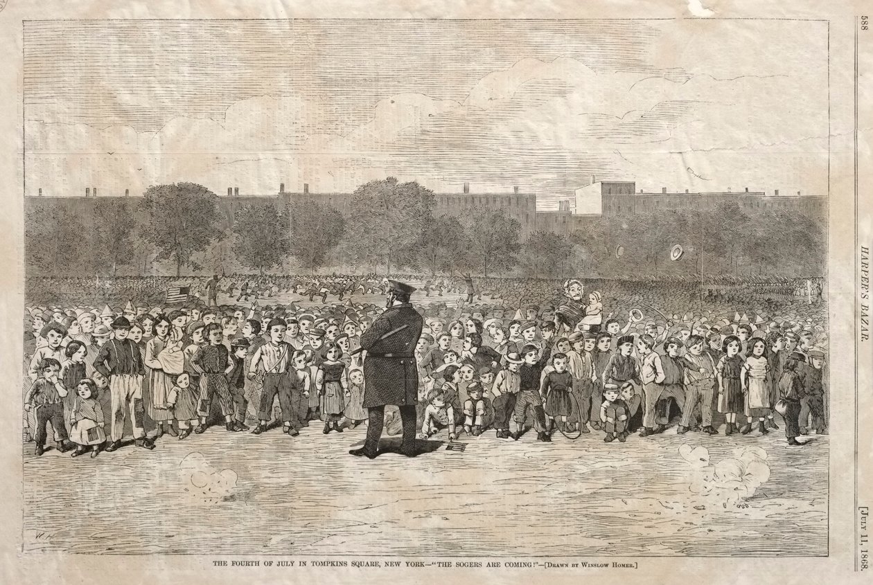 Čtvrtý červenec na Tompkins Square v New Yorku - "The Sogers Are Coming" od Winslow Homer