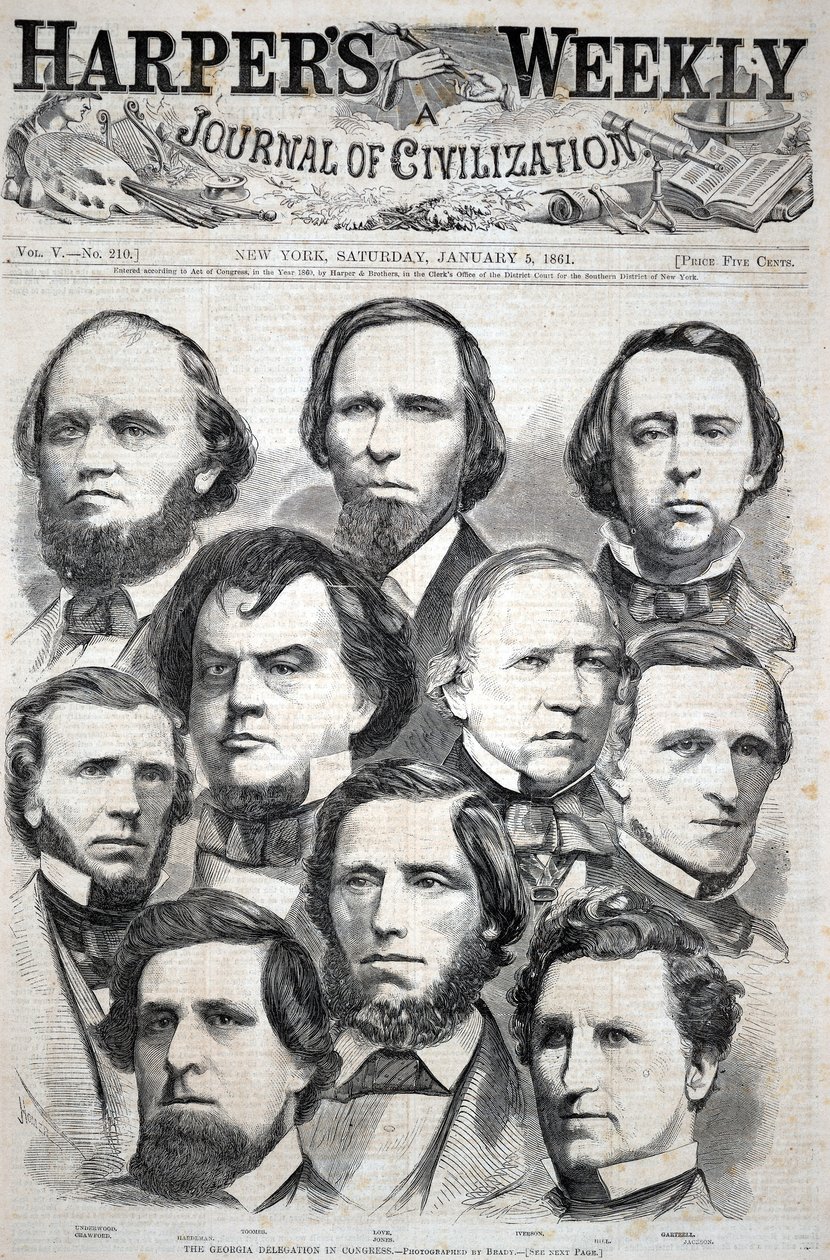 Delegace státu Georgie v Kongresu – fotografie: Brady, z časopisu Harper’s Weekly, 5. ledna 1861 od Winslow Homer