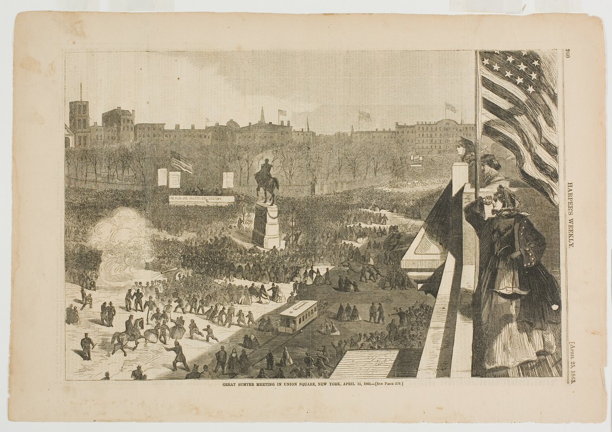 Velké sumterské shromáždění na náměstí Union Square v New Yorku, 11. dubna 1863 od Winslow Homer