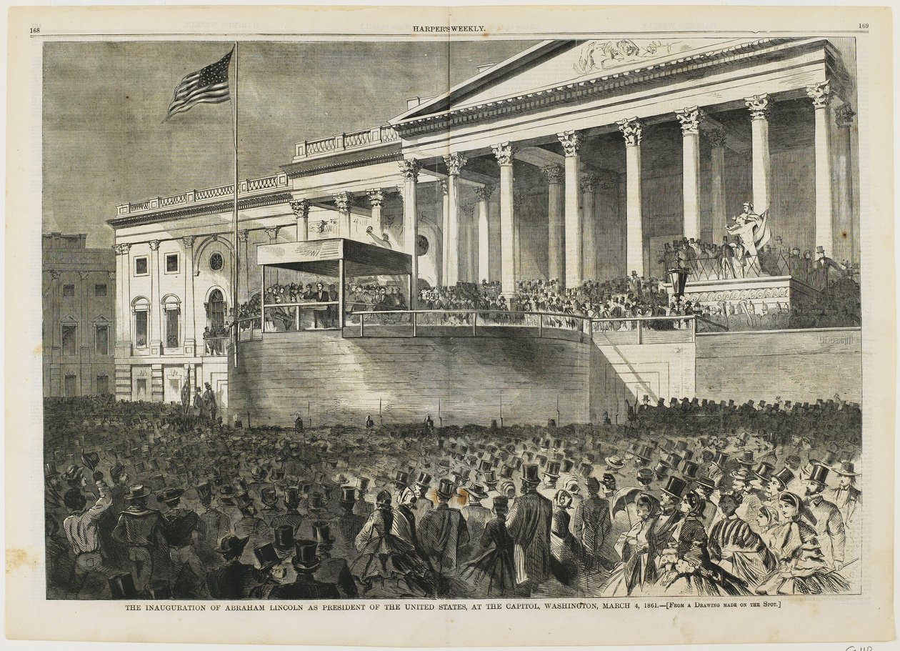 Inaugurace Abrahama Lincolna do úřadu prezidenta Spojených států v Kapitolu ve Washingtonu, 4. března 1861 od Winslow Homer