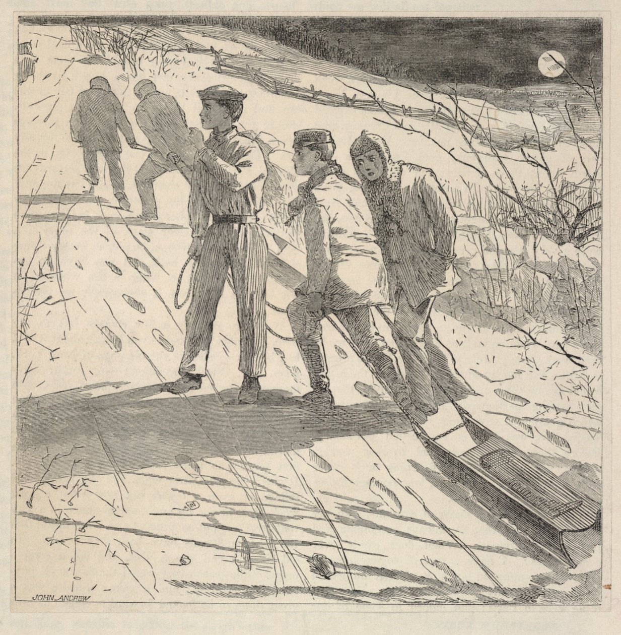 The Midnight Coast, z časopisu The Riverside Magazine for Young People, leden 1867 od Winslow Homer
