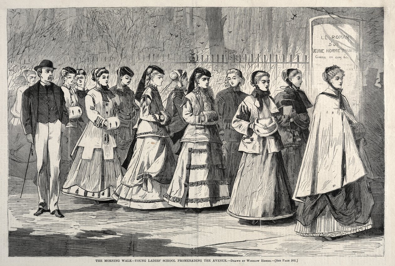 Ranní procházka – Škola mladých dam Promenading the Avenue, 1868. od Winslow Homer
