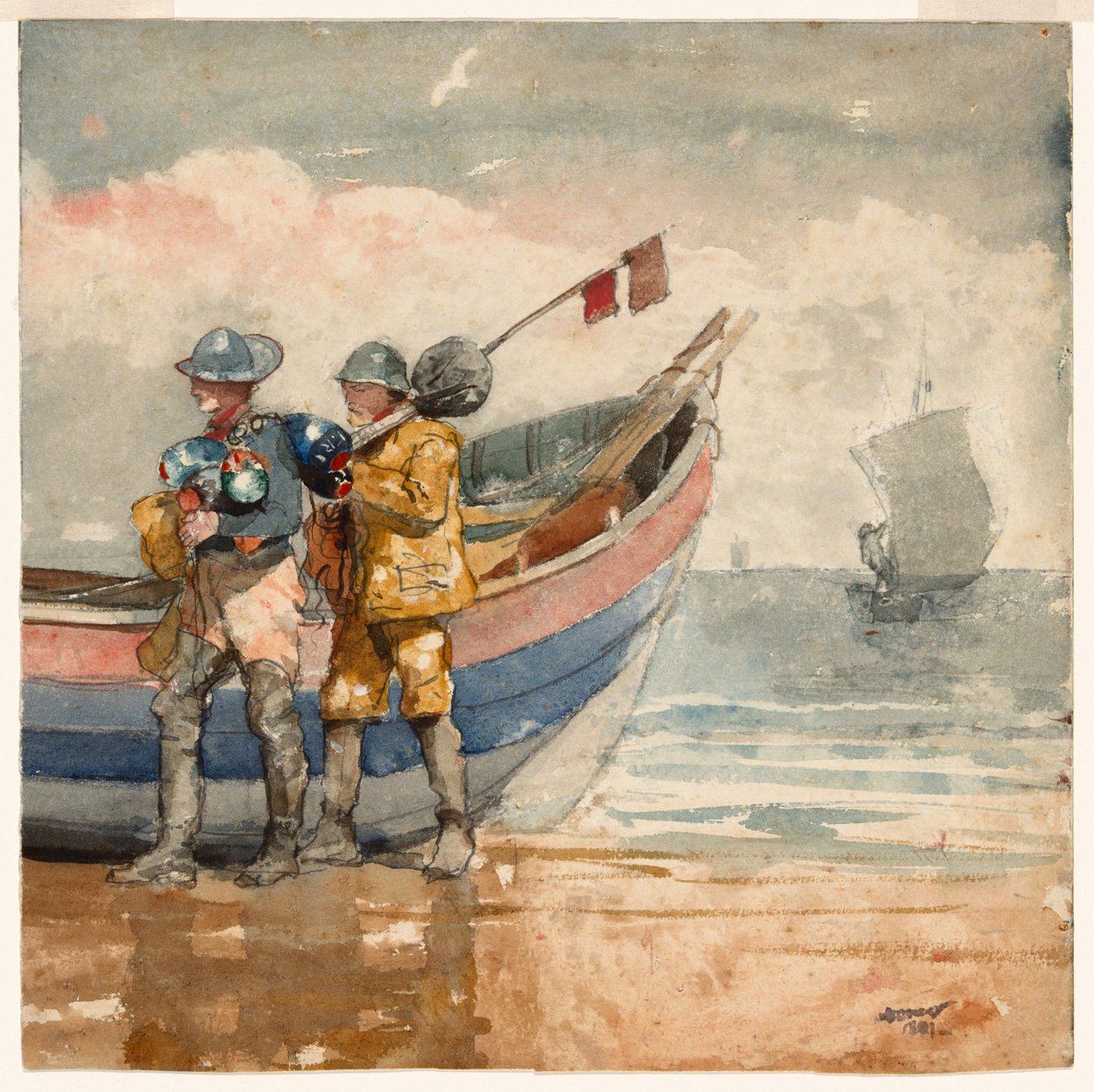 The Return, Tynemouth (recto) Studie (verso) od Winslow Homer