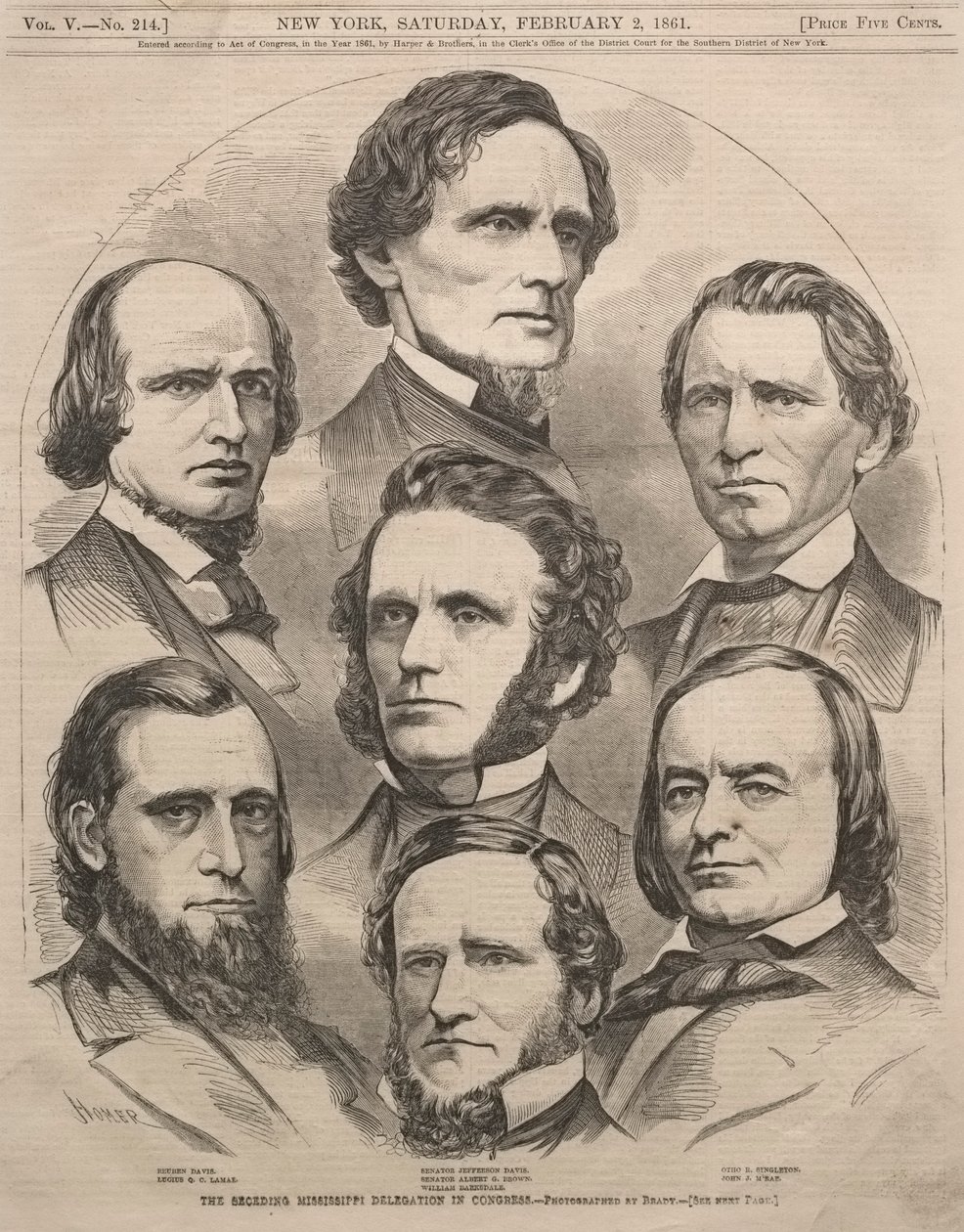 Odstupující delegace Mississippi v Kongresu, 1861. od Winslow Homer