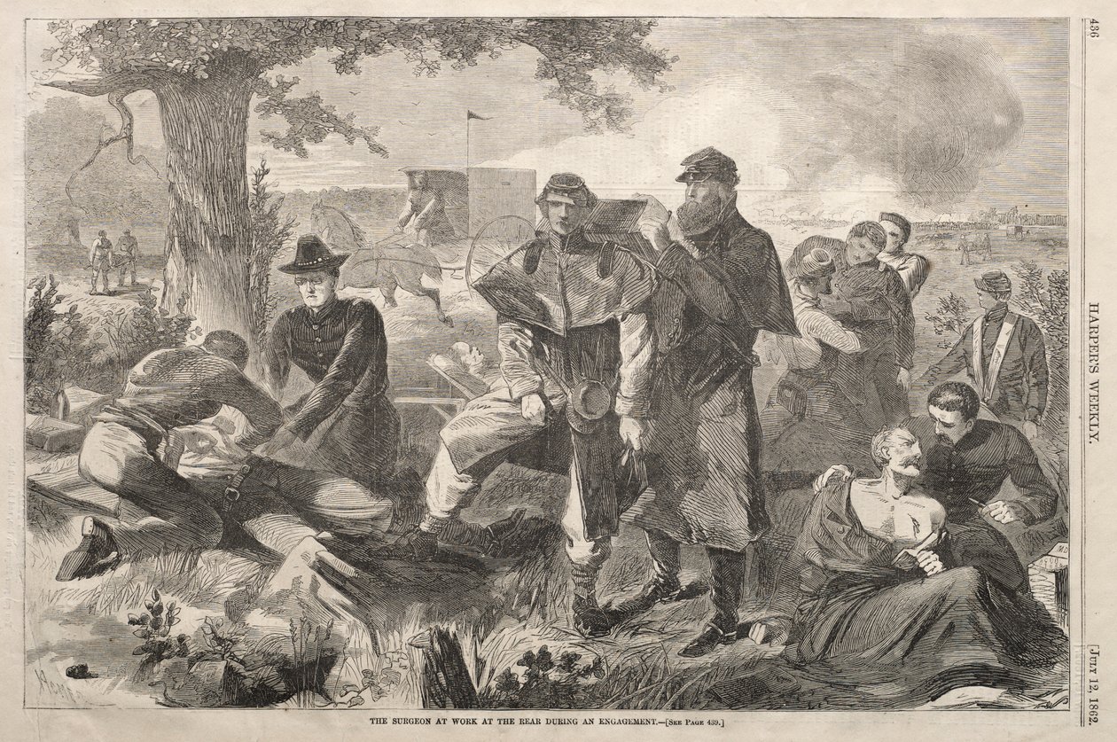 Chirurg při práci vzadu během zásnuby, 1862. od Winslow Homer