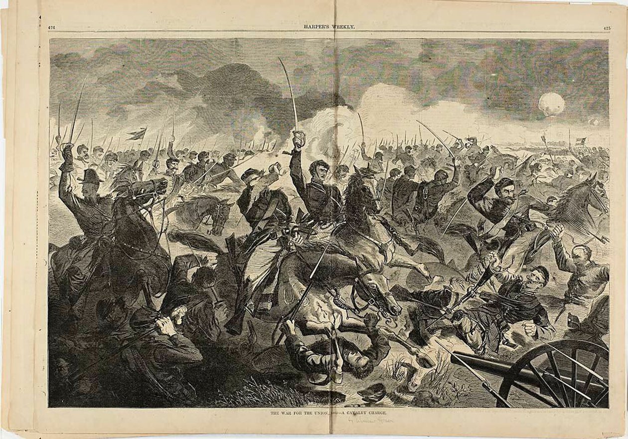 Válka o Unii, 1862 - útok kavalerie od Winslow Homer