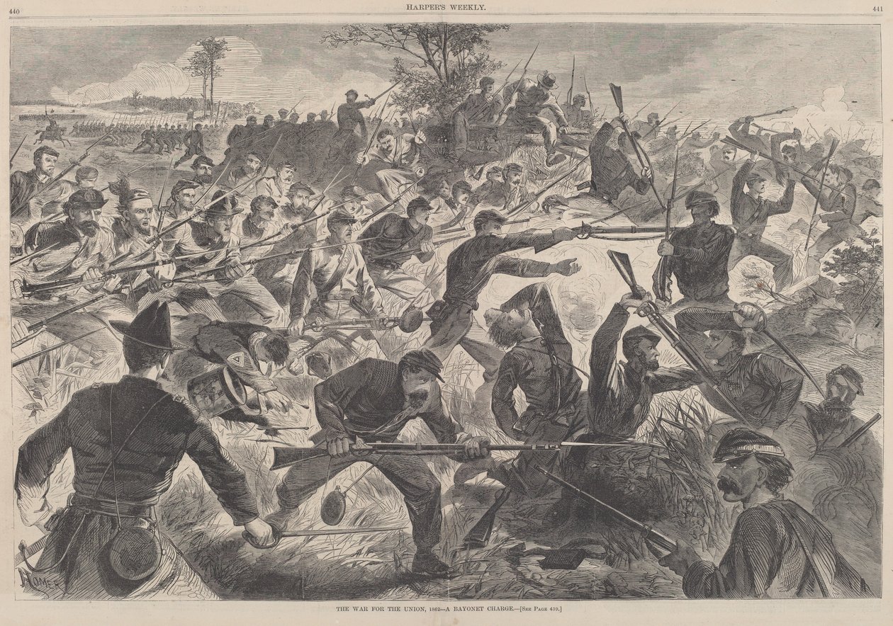The War for the Union, 1862 – A Bayonet Charge, publikoval 1862. od Winslow Homer