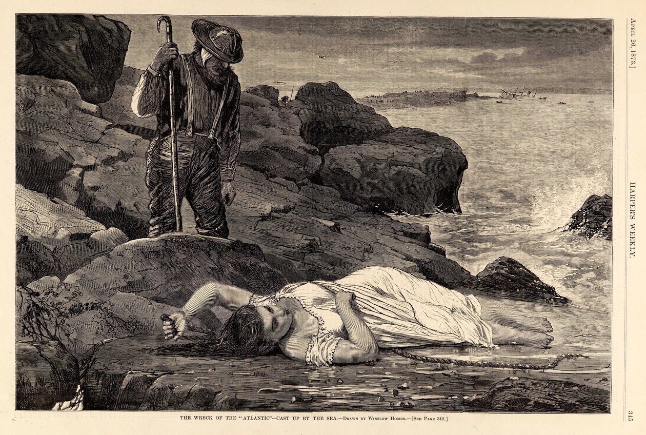 Ztroskotání lodi "Atlantic" - vyvržené mořem, z Harper