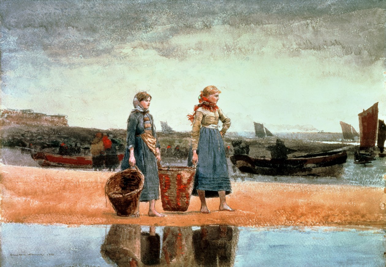 Dvě dívky na pláži, Tynemouth, 1891 od Winslow Homer