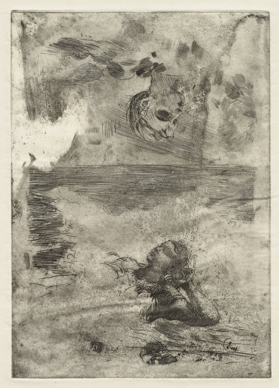 Dvě hlavy, studie po "Undertow", kolem 1886, vytištěno kolem roku 1967 od Winslow Homer