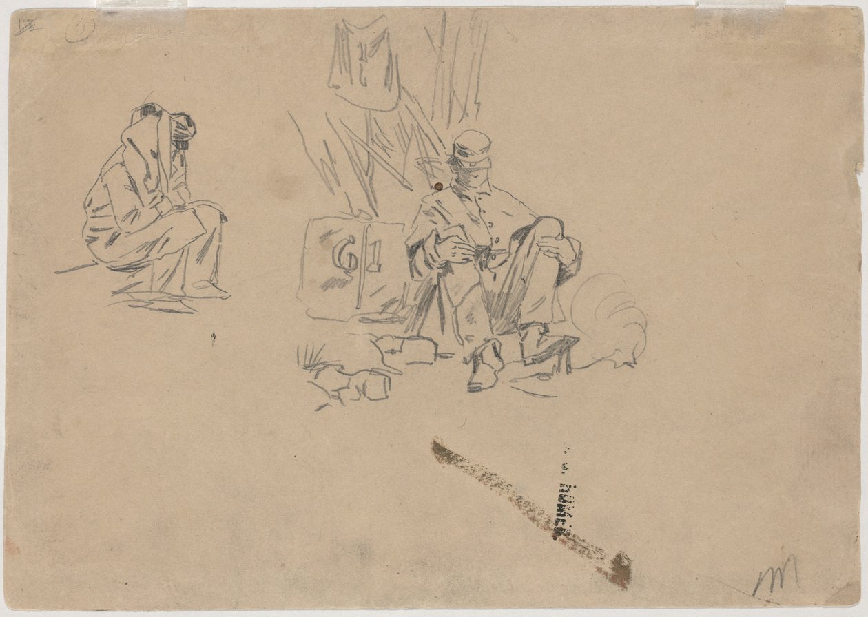 Dva odpočívající vojáci [verso] od Winslow Homer
