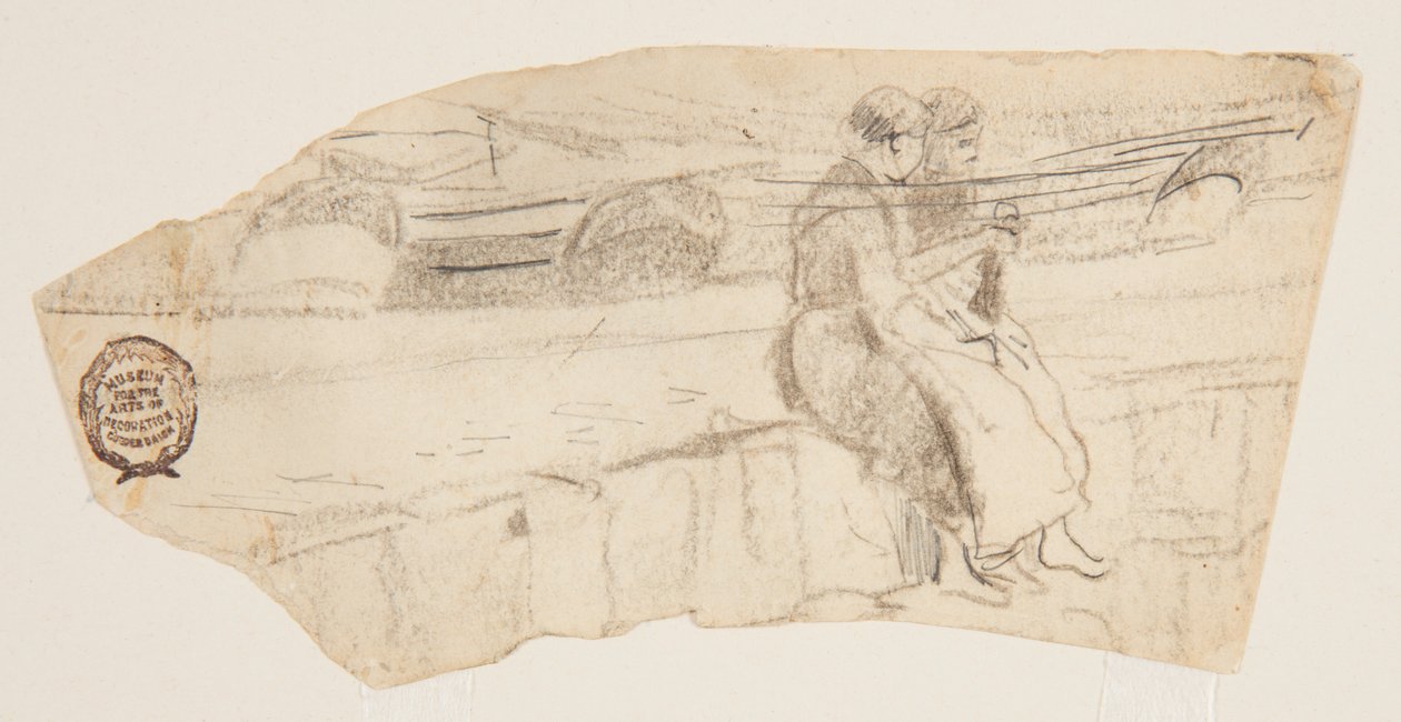 Dvě ženy sedící na mořské stěně, Cullercoats, Anglie od Winslow Homer