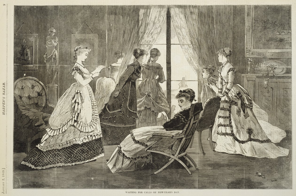 Čekání na hovory na Nový rok 2. ledna 1869 (dřevoryt) od Winslow Homer